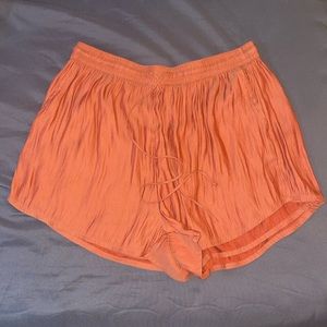 Abercrombie & Fitch satin-y, burnt orange shorts